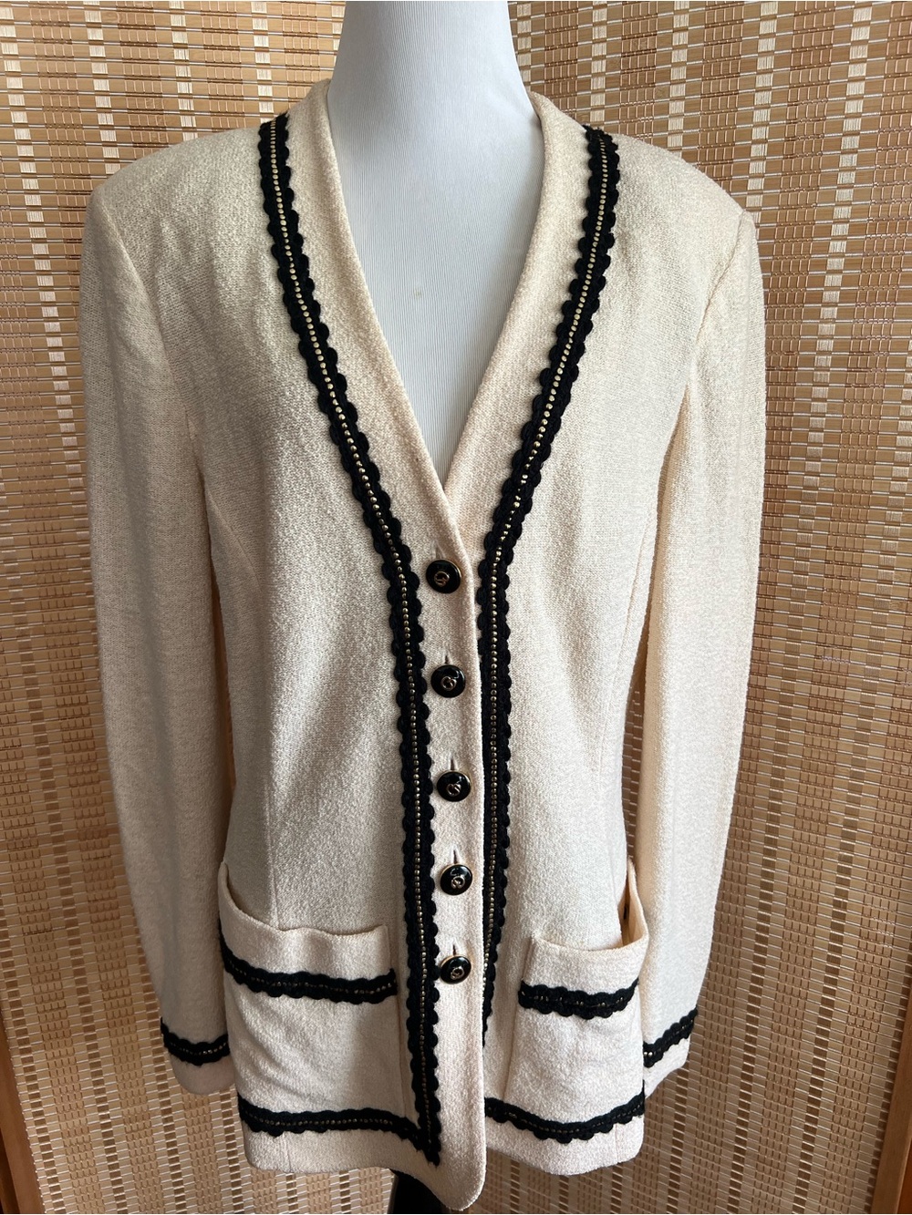 St. John Collection Cream Knit Jacket